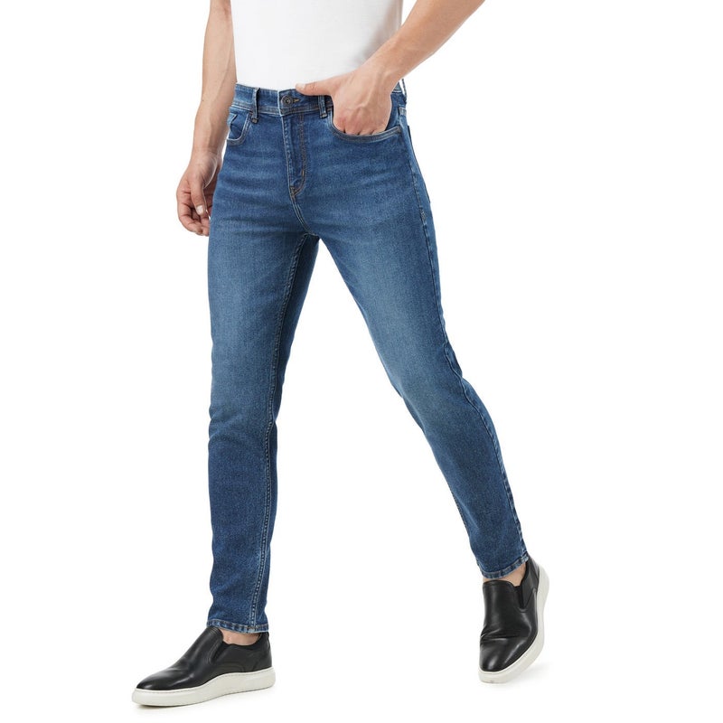 inkd جينز رجالي ضيق - متوسط الارتفاع | مزيج القطن | غرزة التباين | قماش قابل للتمدد | تصميم كلاسيك 5 بوكت - Image 5